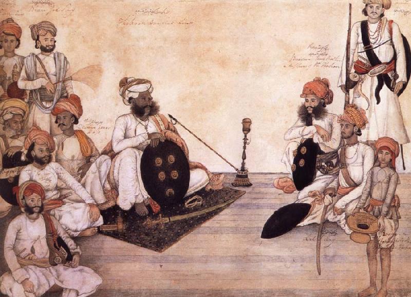 unknow artist Thakur Daulat Singh,His Minister,His Nephew and Others in a Council China oil painting art